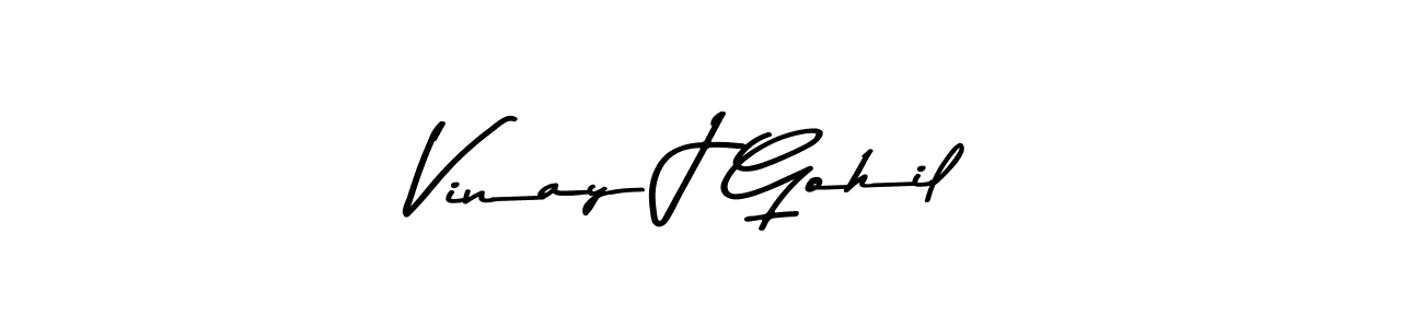 Make a beautiful signature design for name Vinay J Gohil. With this signature (Asem Kandis PERSONAL USE) style, you can create a handwritten signature for free. Vinay J Gohil signature style 9 images and pictures png