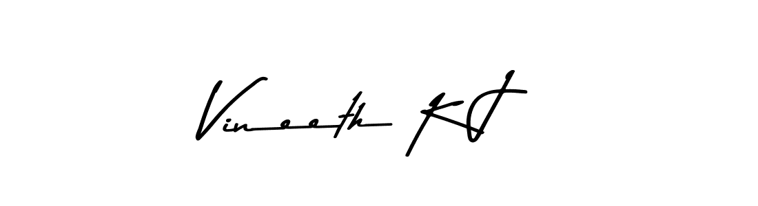 Make a beautiful signature design for name Vineeth K J. With this signature (Asem Kandis PERSONAL USE) style, you can create a handwritten signature for free. Vineeth K J signature style 9 images and pictures png