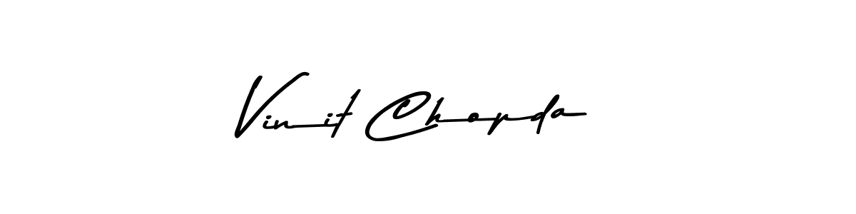 Create a beautiful signature design for name Vinit Chopda. With this signature (Asem Kandis PERSONAL USE) fonts, you can make a handwritten signature for free. Vinit Chopda signature style 9 images and pictures png