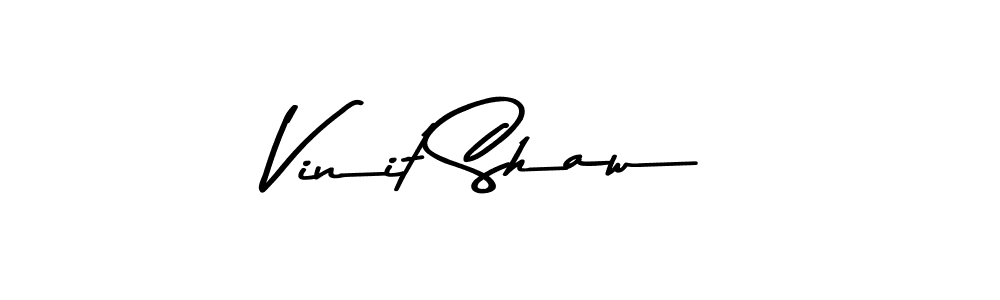Make a beautiful signature design for name Vinit Shaw. With this signature (Asem Kandis PERSONAL USE) style, you can create a handwritten signature for free. Vinit Shaw signature style 9 images and pictures png