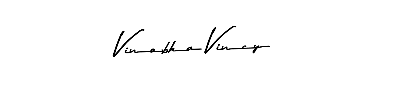 How to make Vinobha Vincy name signature. Use Asem Kandis PERSONAL USE style for creating short signs online. This is the latest handwritten sign. Vinobha Vincy signature style 9 images and pictures png