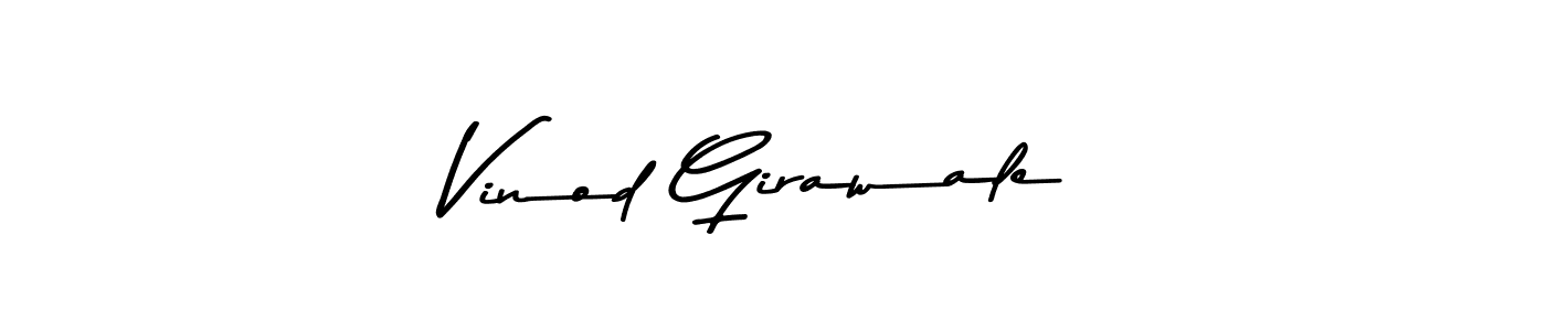 How to make Vinod Girawale name signature. Use Asem Kandis PERSONAL USE style for creating short signs online. This is the latest handwritten sign. Vinod Girawale signature style 9 images and pictures png