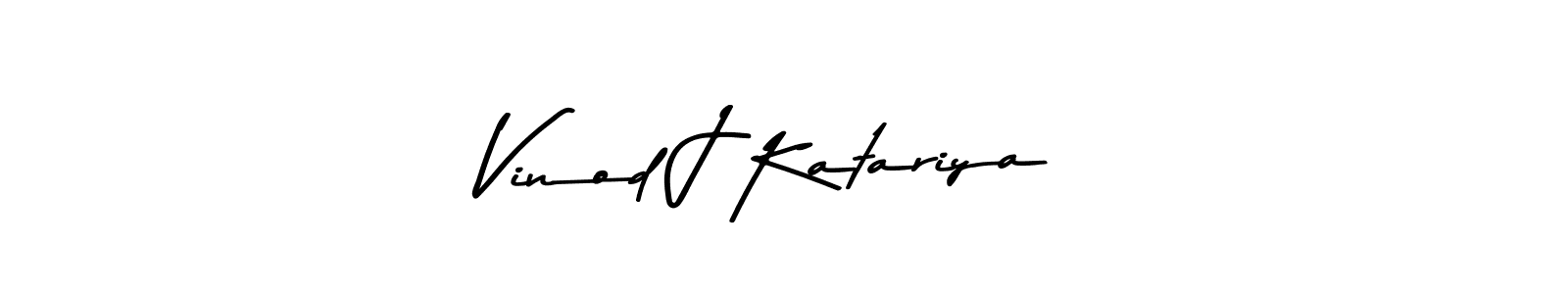 How to make Vinod J Katariya name signature. Use Asem Kandis PERSONAL USE style for creating short signs online. This is the latest handwritten sign. Vinod J Katariya signature style 9 images and pictures png