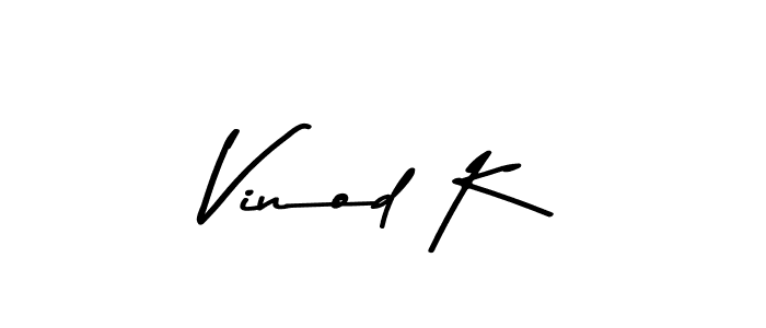 Create a beautiful signature design for name Vinod K. With this signature (Asem Kandis PERSONAL USE) fonts, you can make a handwritten signature for free. Vinod K signature style 9 images and pictures png