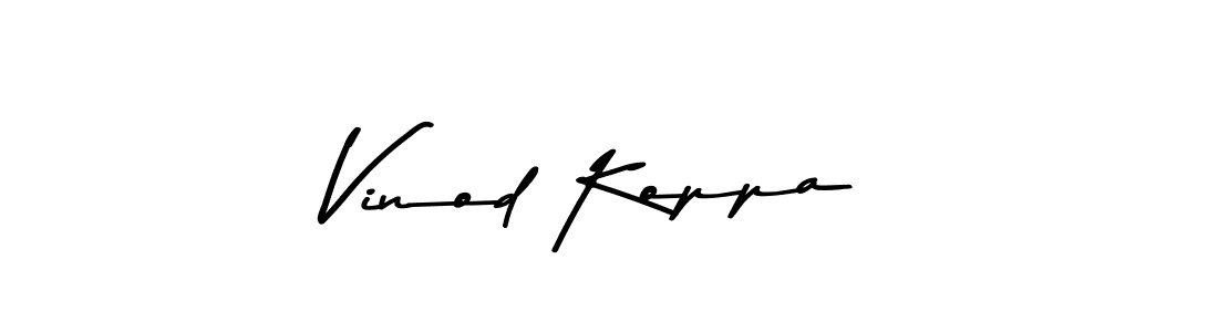 How to make Vinod Koppa name signature. Use Asem Kandis PERSONAL USE style for creating short signs online. This is the latest handwritten sign. Vinod Koppa signature style 9 images and pictures png