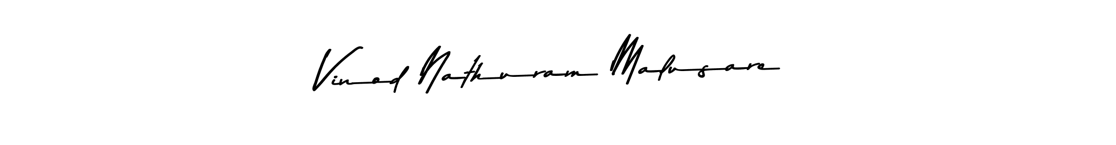 How to make Vinod Nathuram Malusare name signature. Use Asem Kandis PERSONAL USE style for creating short signs online. This is the latest handwritten sign. Vinod Nathuram Malusare signature style 9 images and pictures png