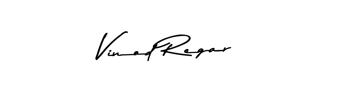 How to make Vinod Regar name signature. Use Asem Kandis PERSONAL USE style for creating short signs online. This is the latest handwritten sign. Vinod Regar signature style 9 images and pictures png