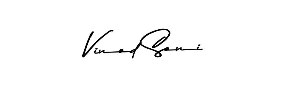How to make Vinod Soni name signature. Use Asem Kandis PERSONAL USE style for creating short signs online. This is the latest handwritten sign. Vinod Soni signature style 9 images and pictures png