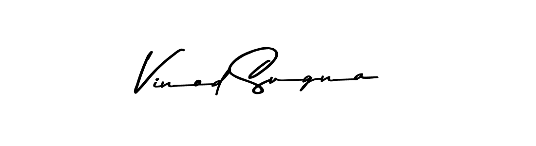 Create a beautiful signature design for name Vinod Sugna. With this signature (Asem Kandis PERSONAL USE) fonts, you can make a handwritten signature for free. Vinod Sugna signature style 9 images and pictures png