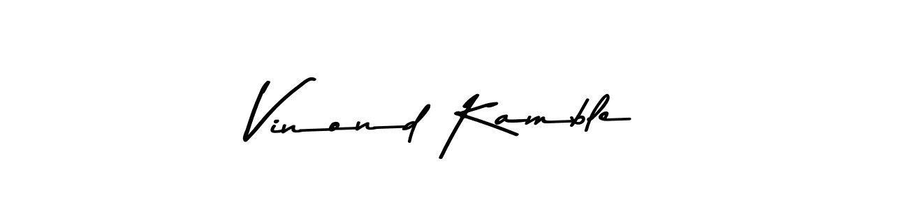 The best way (Asem Kandis PERSONAL USE) to make a short signature is to pick only two or three words in your name. The name Vinond Kamble include a total of six letters. For converting this name. Vinond Kamble signature style 9 images and pictures png
