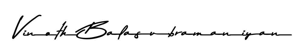 Designed for modern professionals: Vinoth Balasubramaniyan name signature crafted with Asem Kandis PERSONAL USE script. Ready for digital PDF workflows. Vinoth Balasubramaniyan signature style 9 images and pictures png