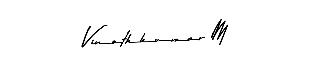 Create a beautiful signature design for name Vinothkumar M. With this signature (Asem Kandis PERSONAL USE) fonts, you can make a handwritten signature for free. Vinothkumar M signature style 9 images and pictures png