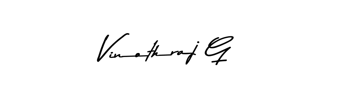 How to make Vinothraj G name signature. Use Asem Kandis PERSONAL USE style for creating short signs online. This is the latest handwritten sign. Vinothraj G signature style 9 images and pictures png