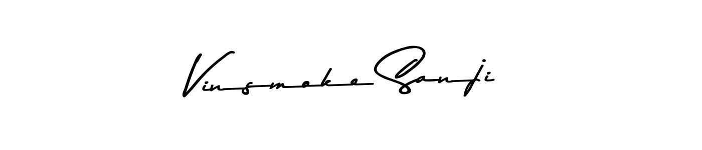 How to make Vinsmoke Sanji name signature. Use Asem Kandis PERSONAL USE style for creating short signs online. This is the latest handwritten sign. Vinsmoke Sanji signature style 9 images and pictures png