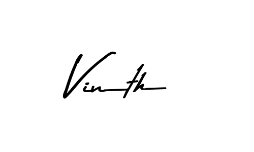 Create a beautiful signature design for name Vinth. With this signature (Asem Kandis PERSONAL USE) fonts, you can make a handwritten signature for free. Vinth signature style 9 images and pictures png