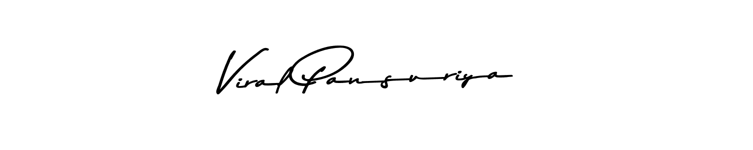 How to make Viral Pansuriya name signature. Use Asem Kandis PERSONAL USE style for creating short signs online. This is the latest handwritten sign. Viral Pansuriya signature style 9 images and pictures png