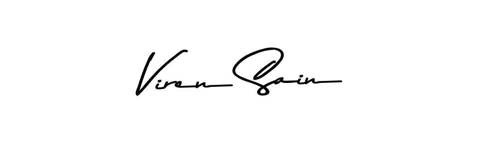 How to make Viren Sain name signature. Use Asem Kandis PERSONAL USE style for creating short signs online. This is the latest handwritten sign. Viren Sain signature style 9 images and pictures png