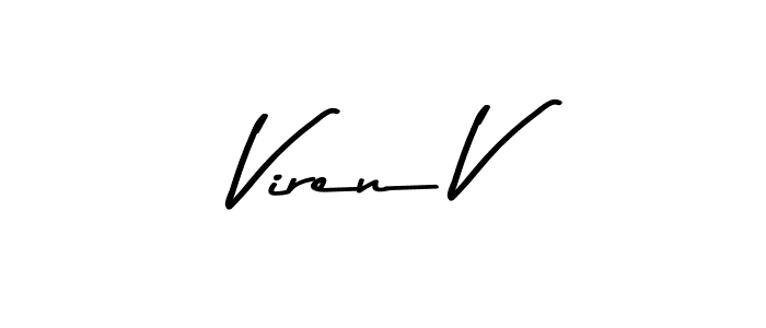 Design your own signature with our free online signature maker. With this signature software, you can create a handwritten (Asem Kandis PERSONAL USE) signature for name Viren V. Viren V signature style 9 images and pictures png
