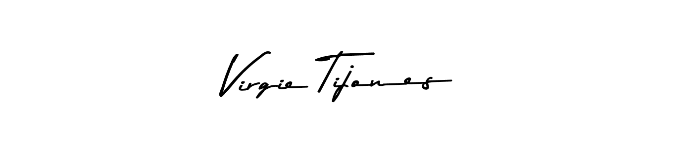 How to make Virgie Tijones name signature. Use Asem Kandis PERSONAL USE style for creating short signs online. This is the latest handwritten sign. Virgie Tijones signature style 9 images and pictures png