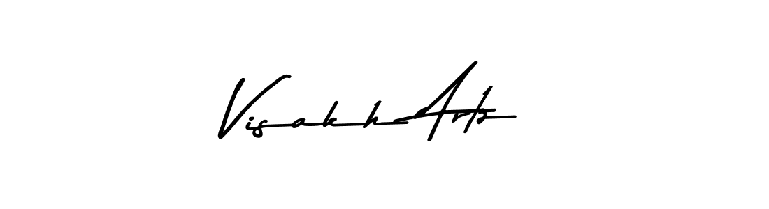 How to make Visakh Artz name signature. Use Asem Kandis PERSONAL USE style for creating short signs online. This is the latest handwritten sign. Visakh Artz signature style 9 images and pictures png