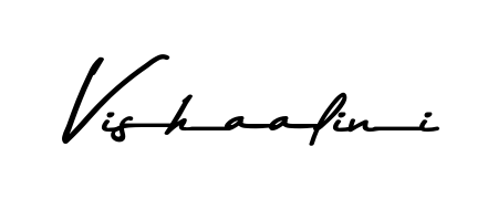 A sleek calligraphic signature for name Vishaalini utilizing Asem Kandis PERSONAL USE styling. Great for adding personal signatures to photos and art. Vishaalini signature style 9 images and pictures png
