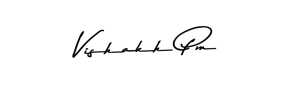 Make a beautiful signature design for name Vishakh Pm. With this signature (Asem Kandis PERSONAL USE) style, you can create a handwritten signature for free. Vishakh Pm signature style 9 images and pictures png