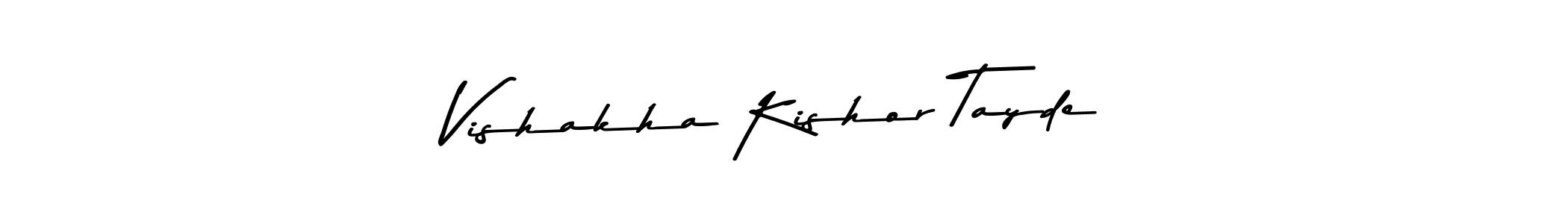 The best way (Asem Kandis PERSONAL USE) to make a short signature is to pick only two or three words in your name. The name Vishakha Kishor Tayde include a total of six letters. For converting this name. Vishakha Kishor Tayde signature style 9 images and pictures png