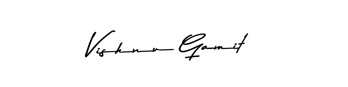 Create a beautiful signature design for name Vishnu Gamit. With this signature (Asem Kandis PERSONAL USE) fonts, you can make a handwritten signature for free. Vishnu Gamit signature style 9 images and pictures png