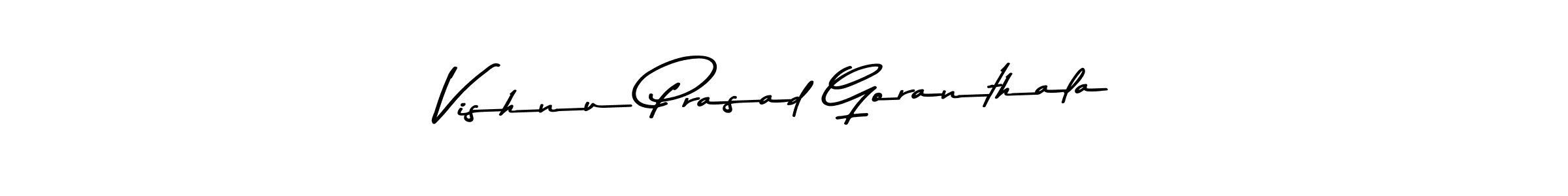 Make a beautiful signature design for name Vishnu Prasad Goranthala. With this signature (Asem Kandis PERSONAL USE) style, you can create a handwritten signature for free. Vishnu Prasad Goranthala signature style 9 images and pictures png