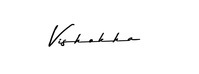 Create a beautiful signature design for name Vishokha. With this signature (Asem Kandis PERSONAL USE) fonts, you can make a handwritten signature for free. Vishokha signature style 9 images and pictures png