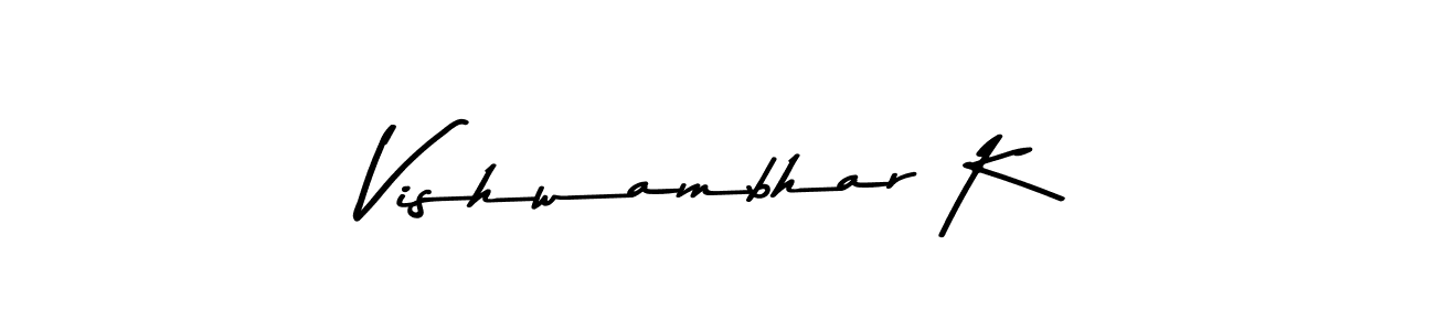 if you are searching for the best signature style for your name Vishwambhar K. so please give up your signature search. here we have designed multiple signature styles  using Asem Kandis PERSONAL USE. Vishwambhar K signature style 9 images and pictures png