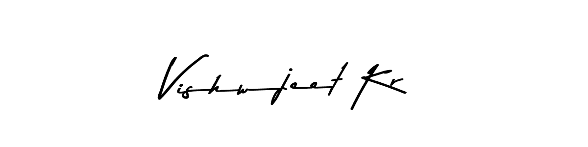 Make a beautiful signature design for name Vishwjeet Kr. With this signature (Asem Kandis PERSONAL USE) style, you can create a handwritten signature for free. Vishwjeet Kr signature style 9 images and pictures png