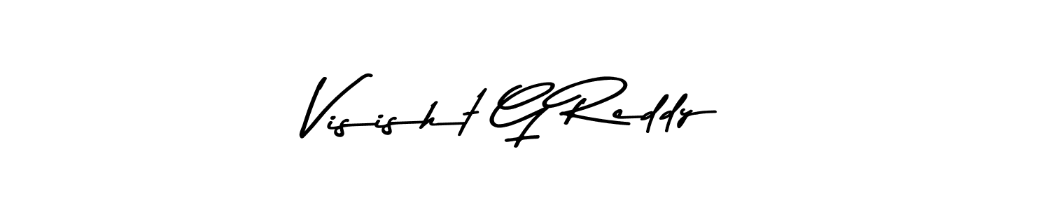 How to make Visisht G Reddy name signature. Use Asem Kandis PERSONAL USE style for creating short signs online. This is the latest handwritten sign. Visisht G Reddy signature style 9 images and pictures png