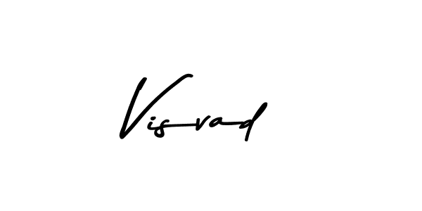 How to make Visvad name signature. Use Asem Kandis PERSONAL USE style for creating short signs online. This is the latest handwritten sign. Visvad signature style 9 images and pictures png