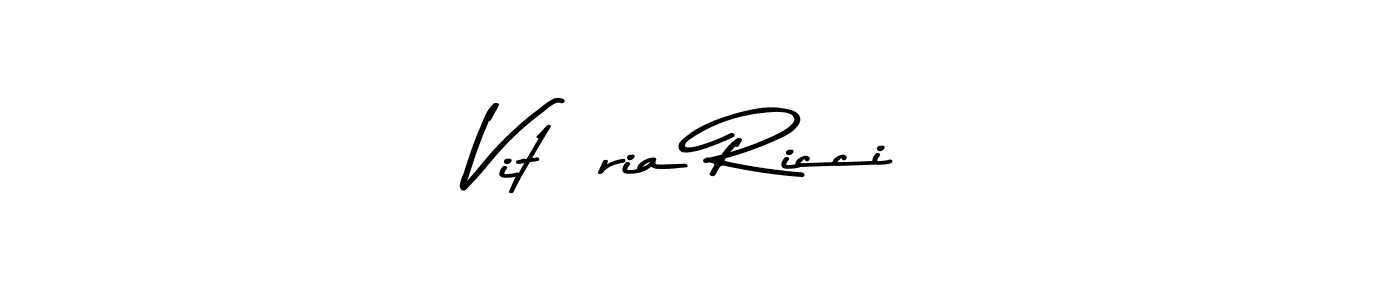 How to make Vitória Ricci name signature. Use Asem Kandis PERSONAL USE style for creating short signs online. This is the latest handwritten sign. Vitória Ricci signature style 9 images and pictures png