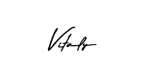 Create a beautiful signature design for name Vitaly. With this signature (Asem Kandis PERSONAL USE) fonts, you can make a handwritten signature for free. Vitaly signature style 9 images and pictures png