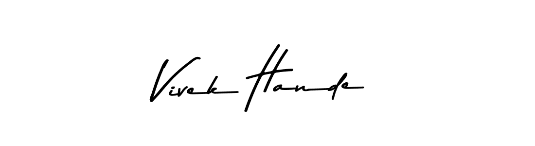 Create a beautiful signature design for name Vivek Hande. With this signature (Asem Kandis PERSONAL USE) fonts, you can make a handwritten signature for free. Vivek Hande signature style 9 images and pictures png