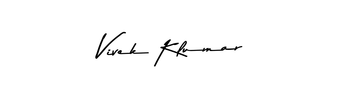 How to make Vivek Klumar name signature. Use Asem Kandis PERSONAL USE style for creating short signs online. This is the latest handwritten sign. Vivek Klumar signature style 9 images and pictures png