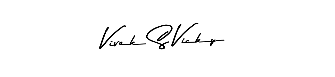 You should practise on your own different ways (Asem Kandis PERSONAL USE) to write your name (Vivek S Vicky) in signature. don't let someone else do it for you. Vivek S Vicky signature style 9 images and pictures png
