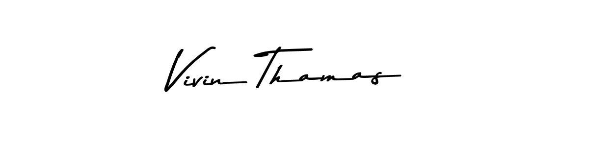 How to make Vivin Thamas name signature. Use Asem Kandis PERSONAL USE style for creating short signs online. This is the latest handwritten sign. Vivin Thamas signature style 9 images and pictures png