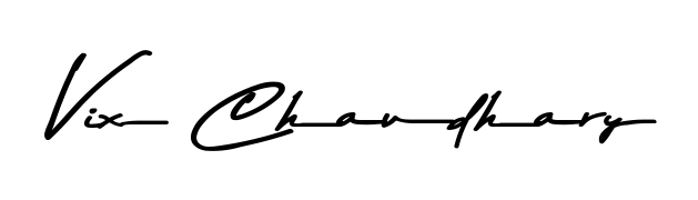 Create a beautiful signature design for name Vix Chaudhary. With this signature (Asem Kandis PERSONAL USE) fonts, you can make a handwritten signature for free. Vix Chaudhary signature style 9 images and pictures png