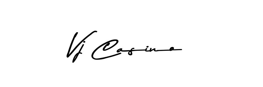 Create a beautiful signature design for name Vj Casino. With this signature (Asem Kandis PERSONAL USE) fonts, you can make a handwritten signature for free. Vj Casino signature style 9 images and pictures png