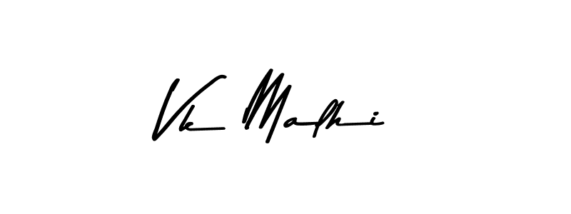 Create a beautiful signature design for name Vk Malhi. With this signature (Asem Kandis PERSONAL USE) fonts, you can make a handwritten signature for free. Vk Malhi signature style 9 images and pictures png