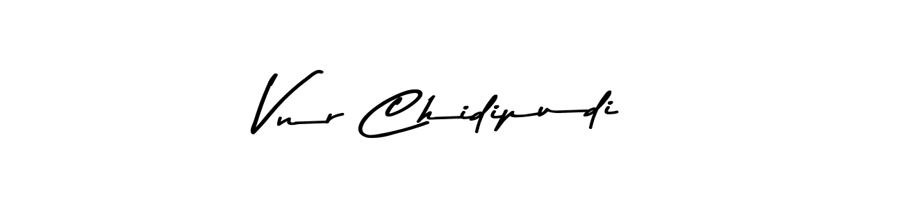 The best way (Asem Kandis PERSONAL USE) to make a short signature is to pick only two or three words in your name. The name Vnr Chidipudi include a total of six letters. For converting this name. Vnr Chidipudi signature style 9 images and pictures png