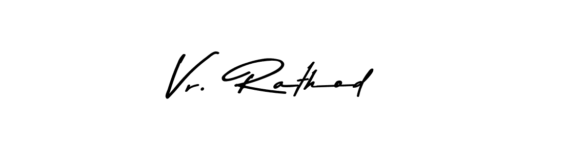 How to make Vr.  Rathod name signature. Use Asem Kandis PERSONAL USE style for creating short signs online. This is the latest handwritten sign. Vr.  Rathod signature style 9 images and pictures png