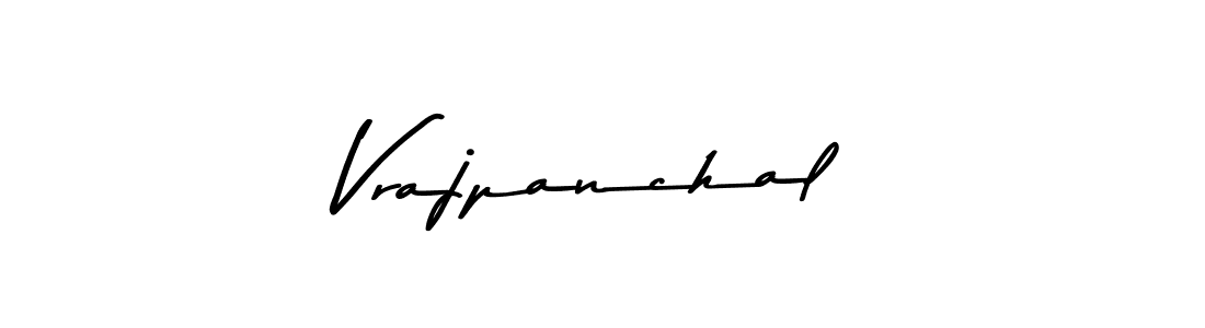 How to make Vrajpanchal name signature. Use Asem Kandis PERSONAL USE style for creating short signs online. This is the latest handwritten sign. Vrajpanchal signature style 9 images and pictures png