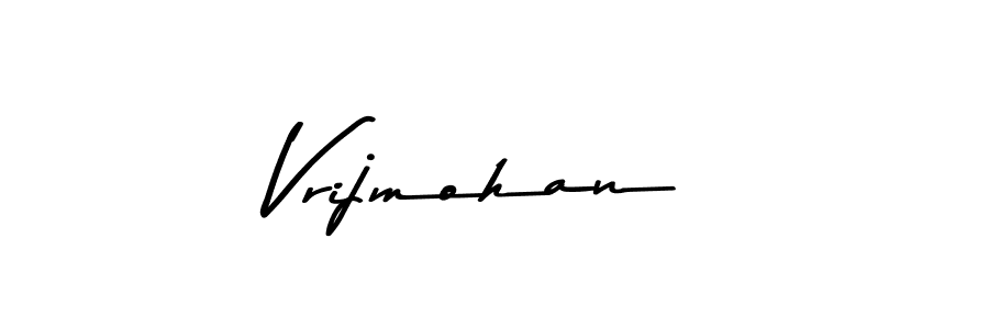 How to make Vrijmohan name signature. Use Asem Kandis PERSONAL USE style for creating short signs online. This is the latest handwritten sign. Vrijmohan signature style 9 images and pictures png