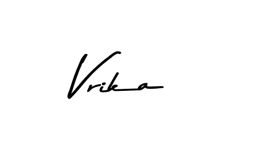 Make a beautiful signature design for name Vrika. With this signature (Asem Kandis PERSONAL USE) style, you can create a handwritten signature for free. Vrika signature style 9 images and pictures png