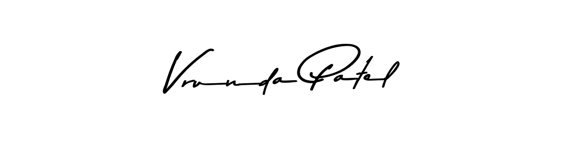 Vrunda Patel stylish signature style. Best Handwritten Sign (Asem Kandis PERSONAL USE) for my name. Handwritten Signature Collection Ideas for my name Vrunda Patel. Vrunda Patel signature style 9 images and pictures png