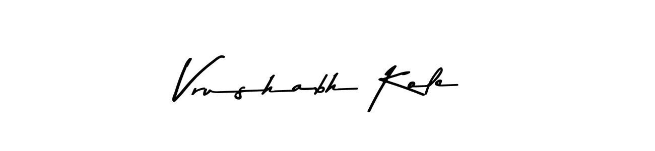 How to make Vrushabh Kole name signature. Use Asem Kandis PERSONAL USE style for creating short signs online. This is the latest handwritten sign. Vrushabh Kole signature style 9 images and pictures png